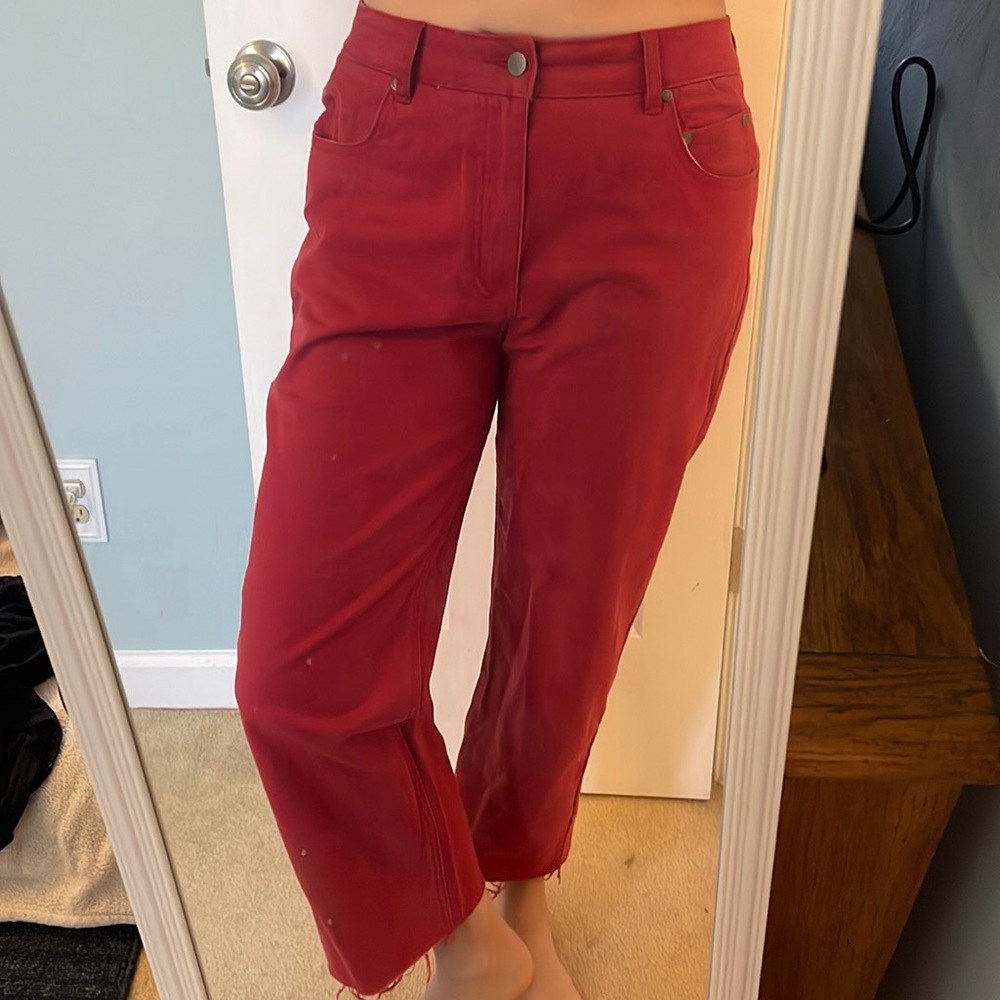 Maroon Cropped Trousers by RVCA